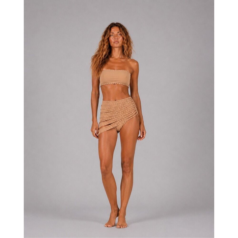 NWT SKIMS Rhinestone Swim Sarong Cover-Up Cocoa Crystal Wrap Skirt Size Small